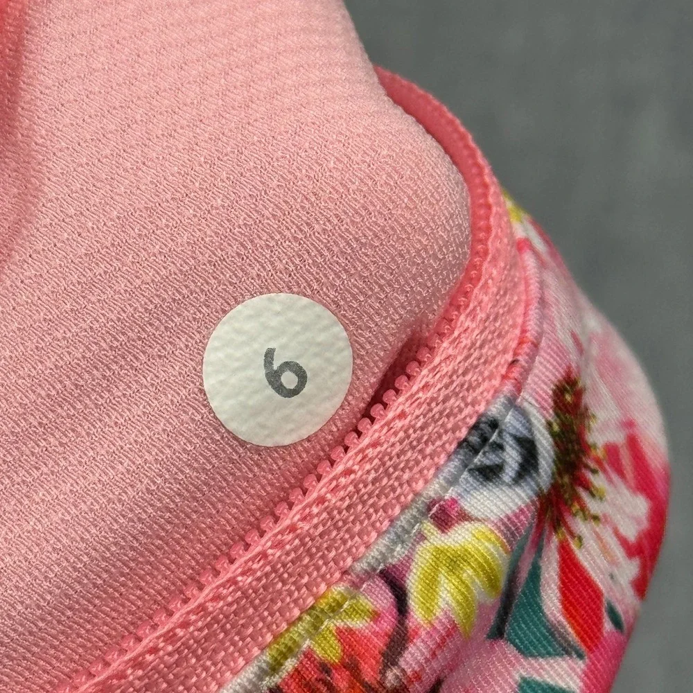 Lululemon Womens Leggings 6 Pink Flowabunga Mini Crop II Run Inspire 22" Yoga - Picture 4 of 14